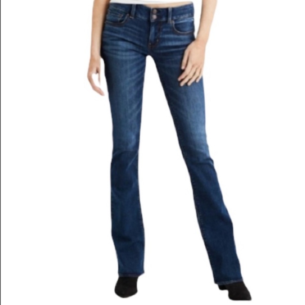 American Eagle Artist Mid Rise Flare Jeans Dark Blue Wash - Women's size 4 short